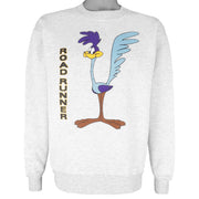 Looney Tunes - Grey Road Runner Crew Neck Sweatshirt 1990s Large Vintage Retro