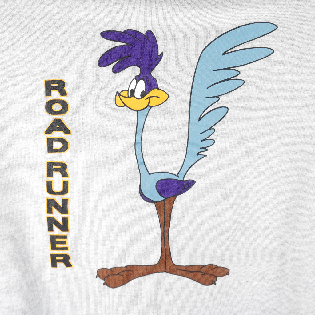 Looney Tunes - Grey Road Runner Crew Neck Sweatshirt 1990s Large Vintage Retro