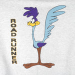 Looney Tunes - Grey Road Runner Crew Neck Sweatshirt 1990s Large Vintage Retro