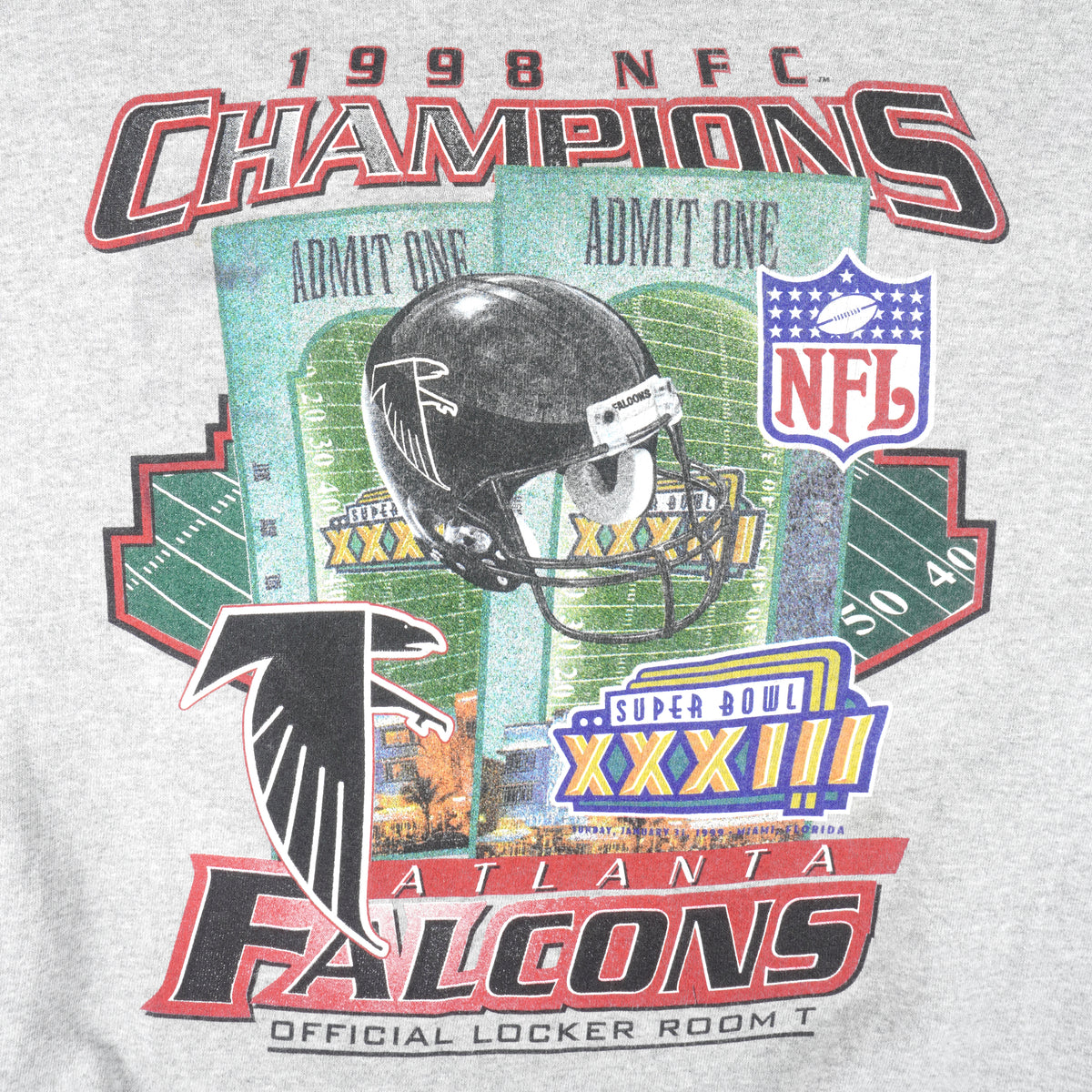 NFL - Falcons Super Bowl 28th Champions Crew Neck Sweatshirt 1998 X-Large Vintage Retro Football