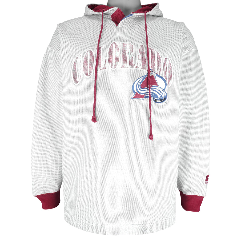 Starter - Colorado Avalanche Hooded Sweatshirt 1990s Large Vintage Retro Hockey