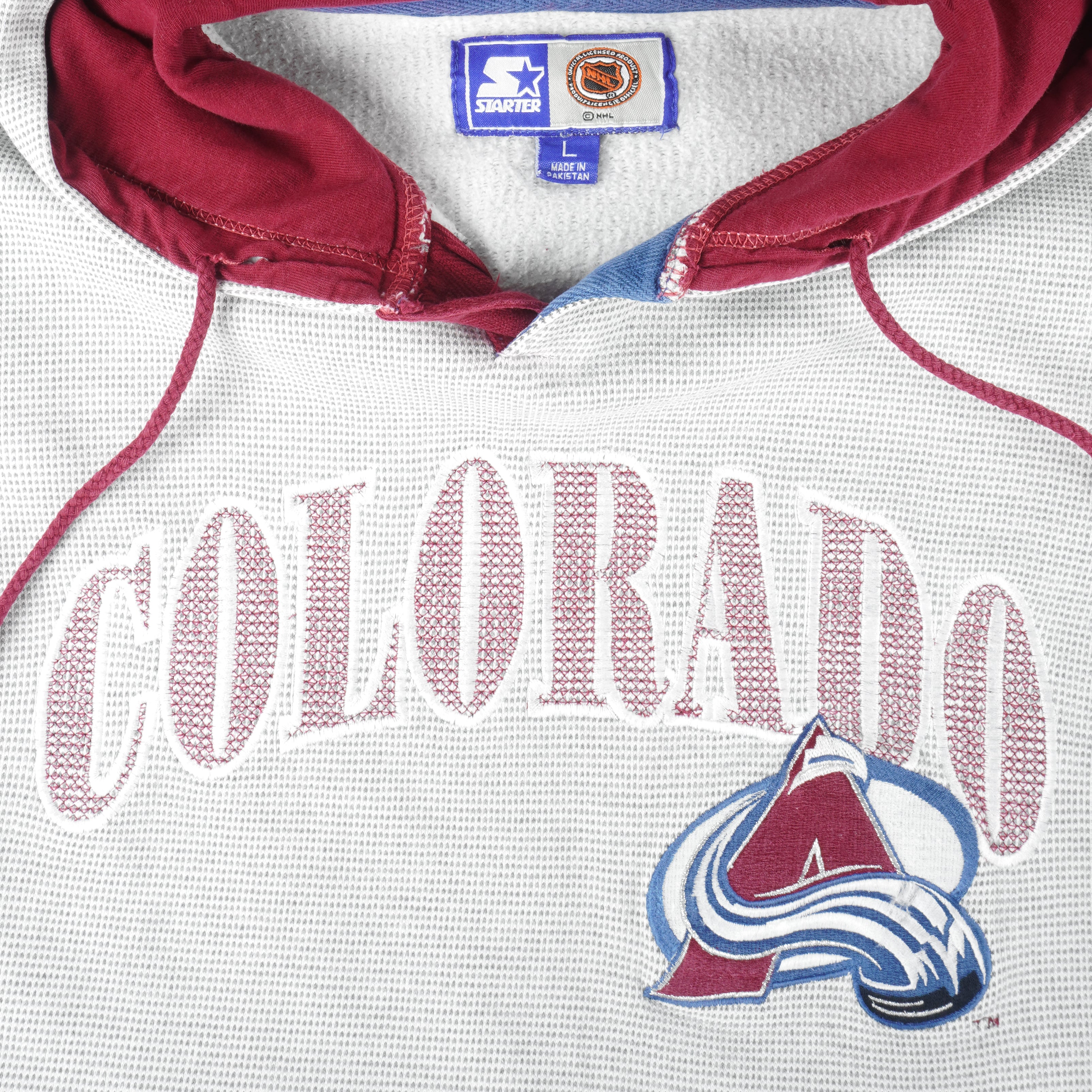Starter - Colorado Avalanche Hooded Sweatshirt 1990s Large Vintage Retro Hockey