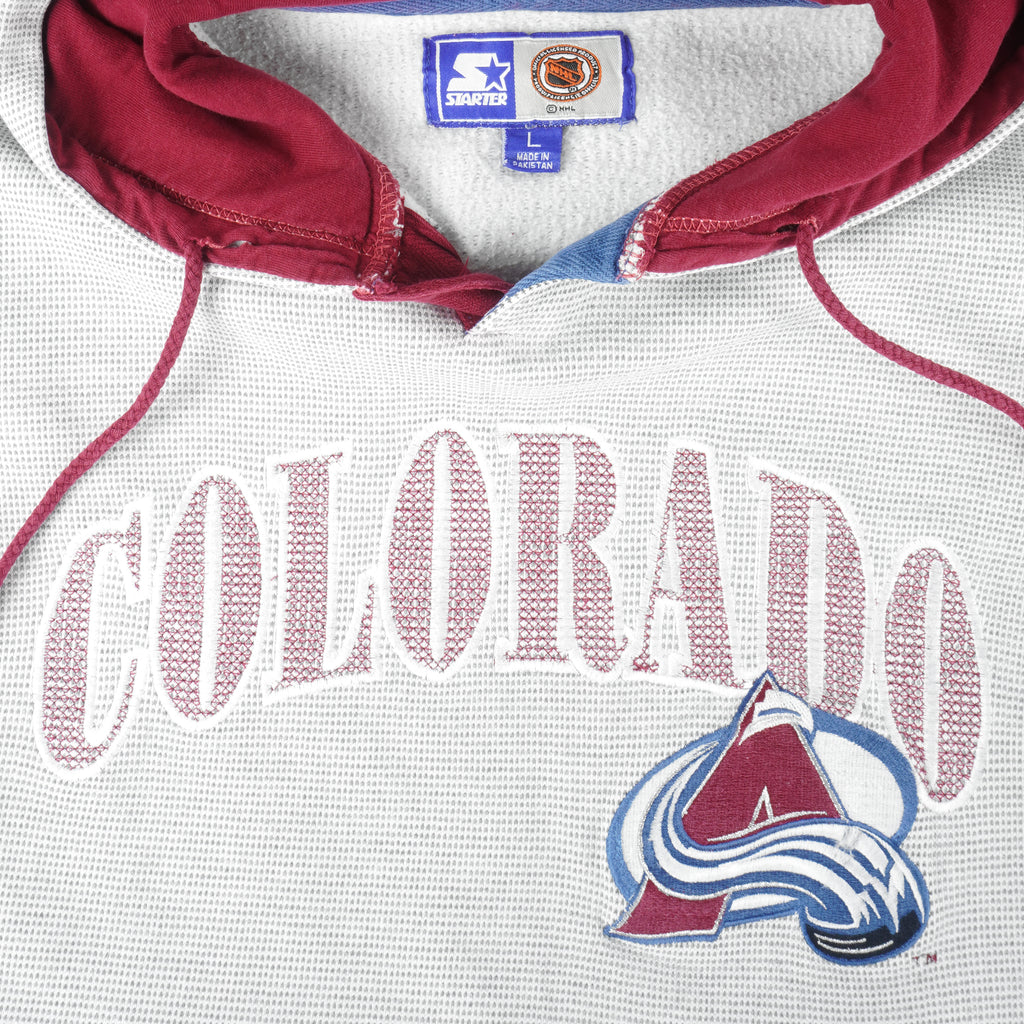 Starter - Colorado Avalanche Hooded Sweatshirt 1990s Large Vintage Retro Hockey
