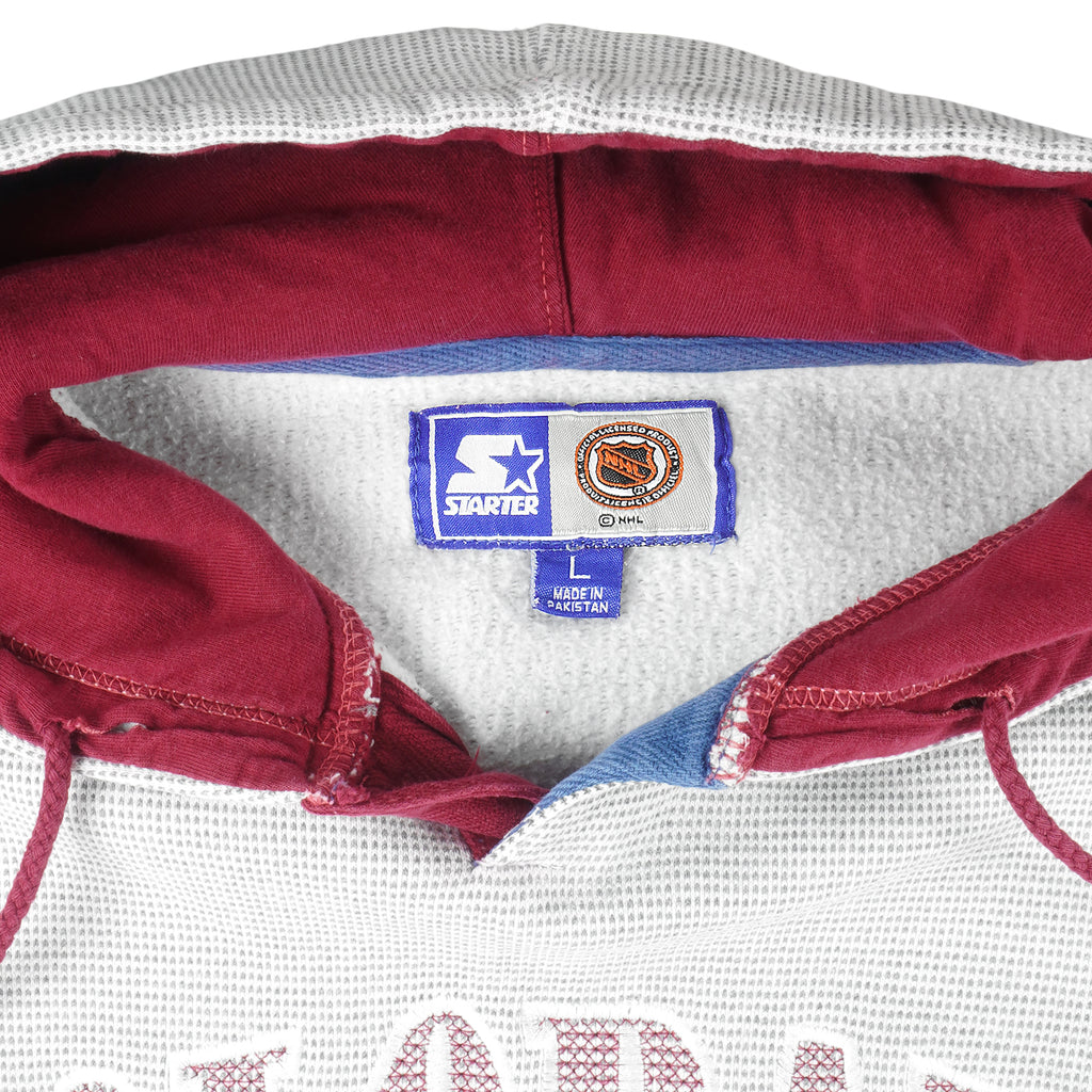 Starter - Colorado Avalanche Hooded Sweatshirt 1990s Large Vintage Retro Hockey