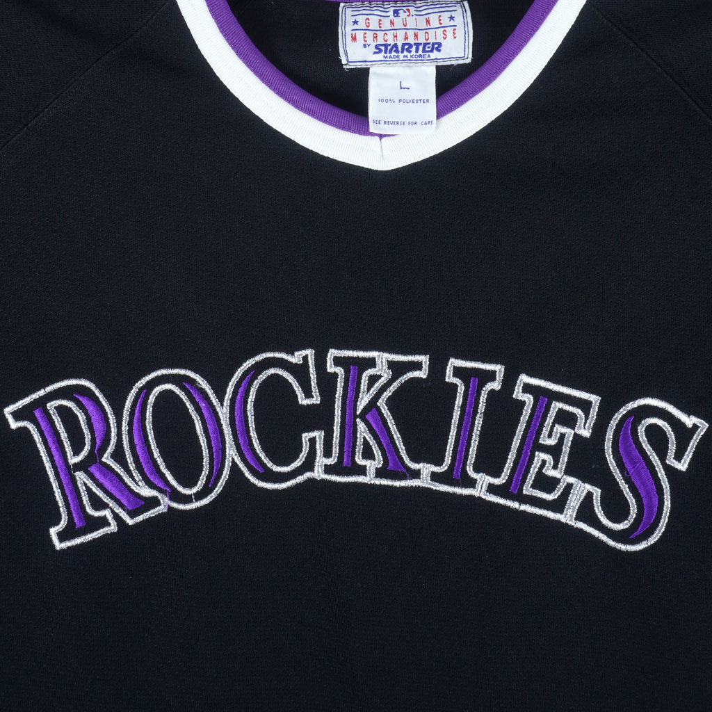 Starter - Colorado Rockies Big Logo Embroidered T-Shirt 1990s Large Vintage Retro Baseball