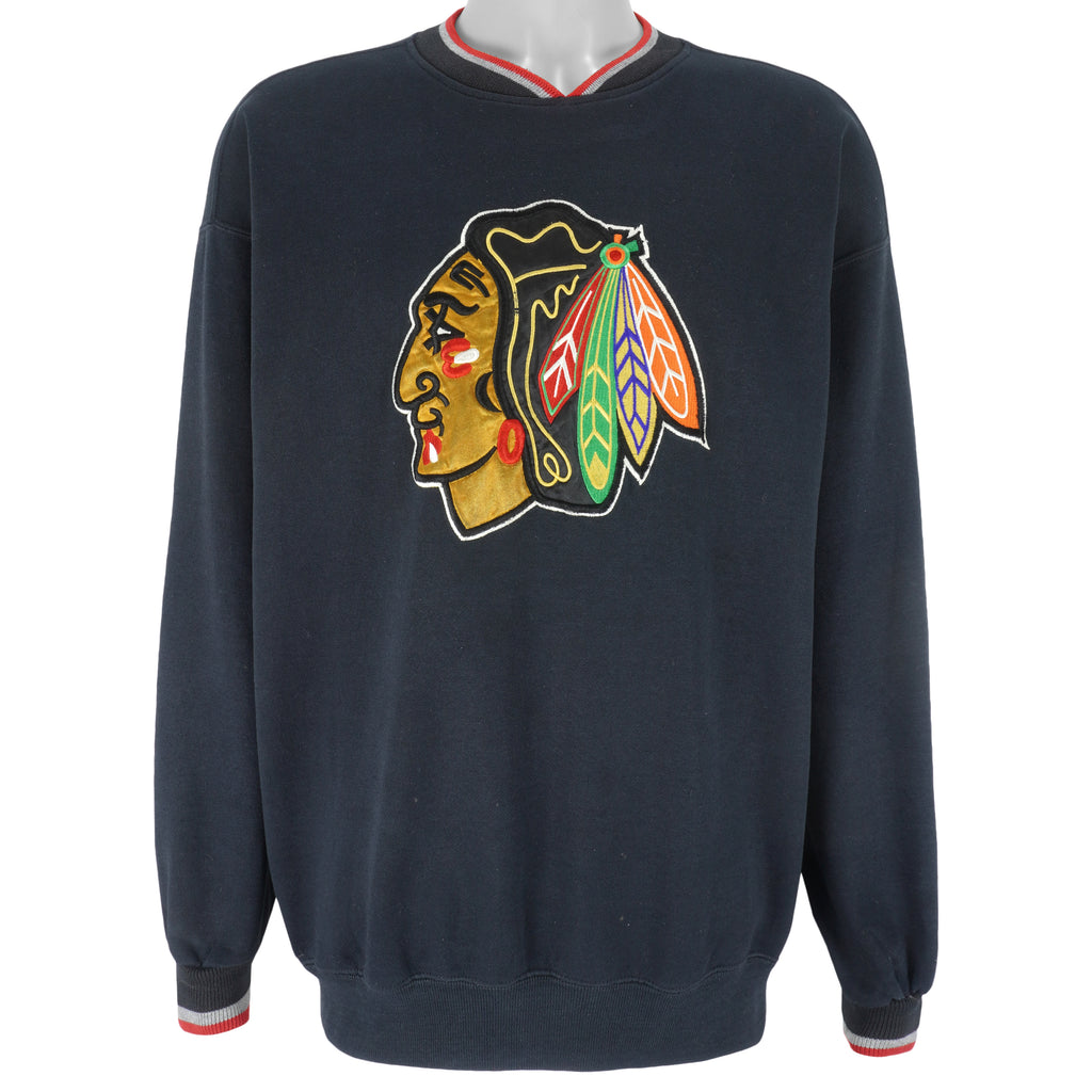 Starter - Chicago Blackhawks Crew Neck Sweatshirt 1990s Large Vintage Retro Hockey