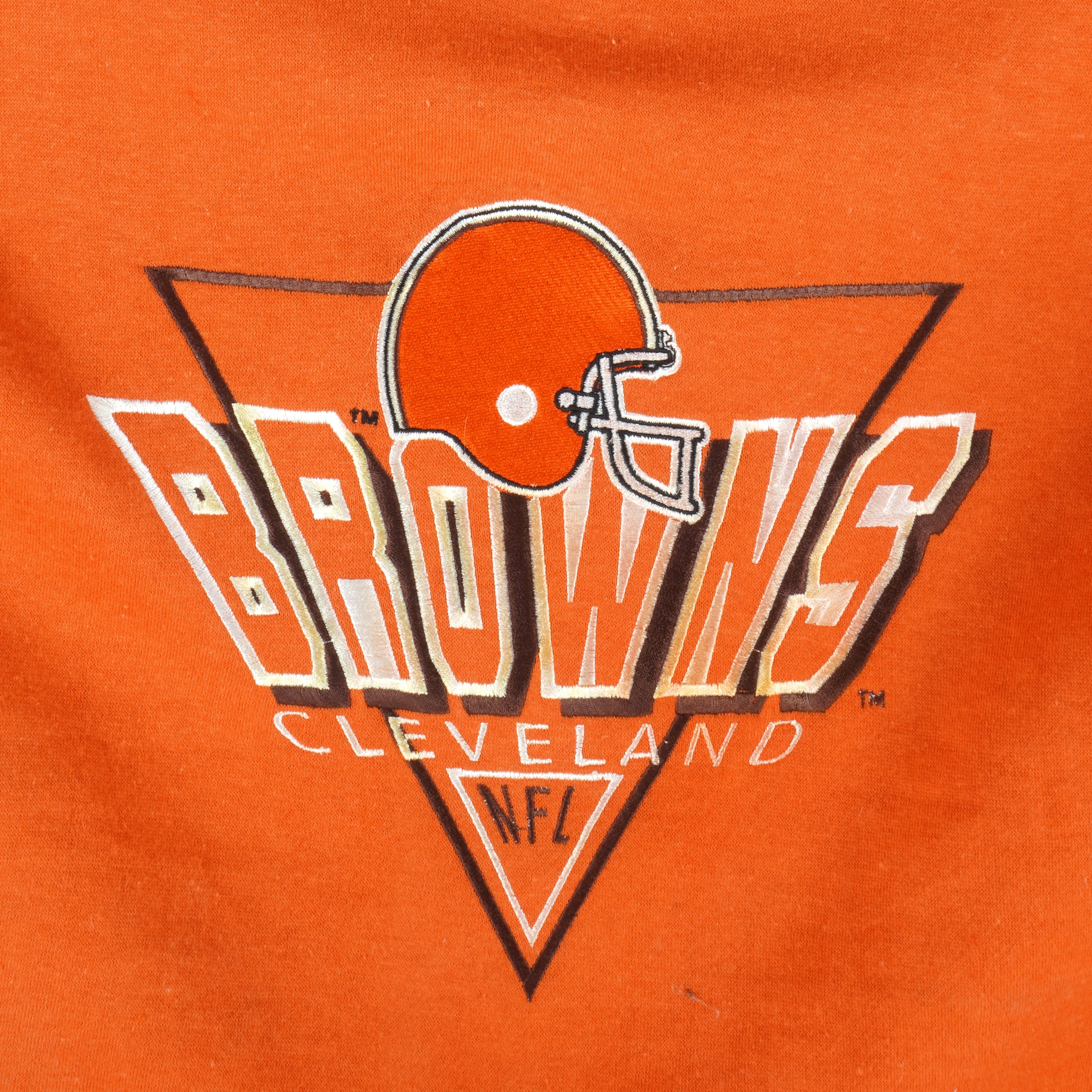 NFL (Logo 7) - Cleveland Browns Embroidered Crew Neck Sweatshirt 1990s Large