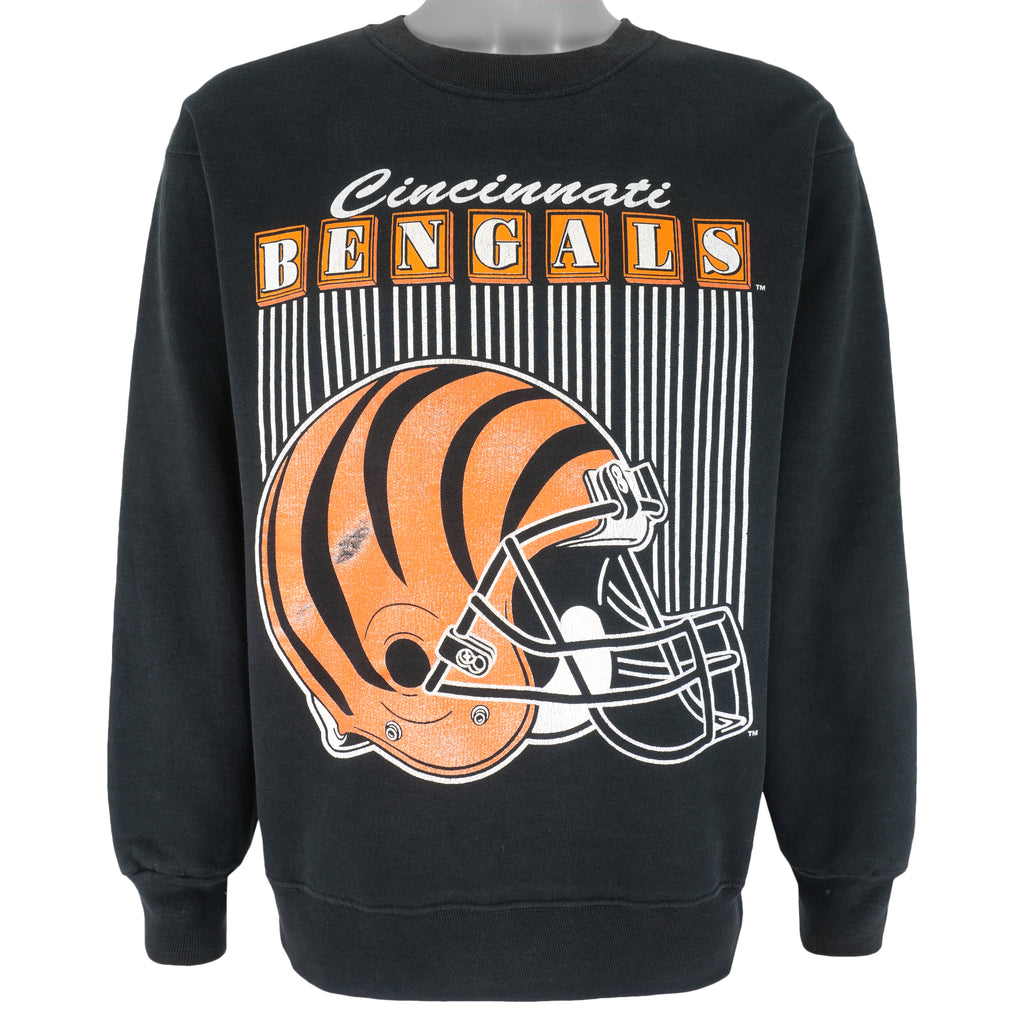NFL (team Rated) - Cincinnati Bengals Helmet Crew Neck Sweatshirt 1990s Large Vintage Retro Football