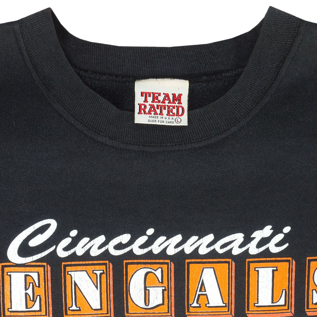 NFL (team Rated) - Cincinnati Bengals Helmet Crew Neck Sweatshirt 1990s Large Vintage Retro Football