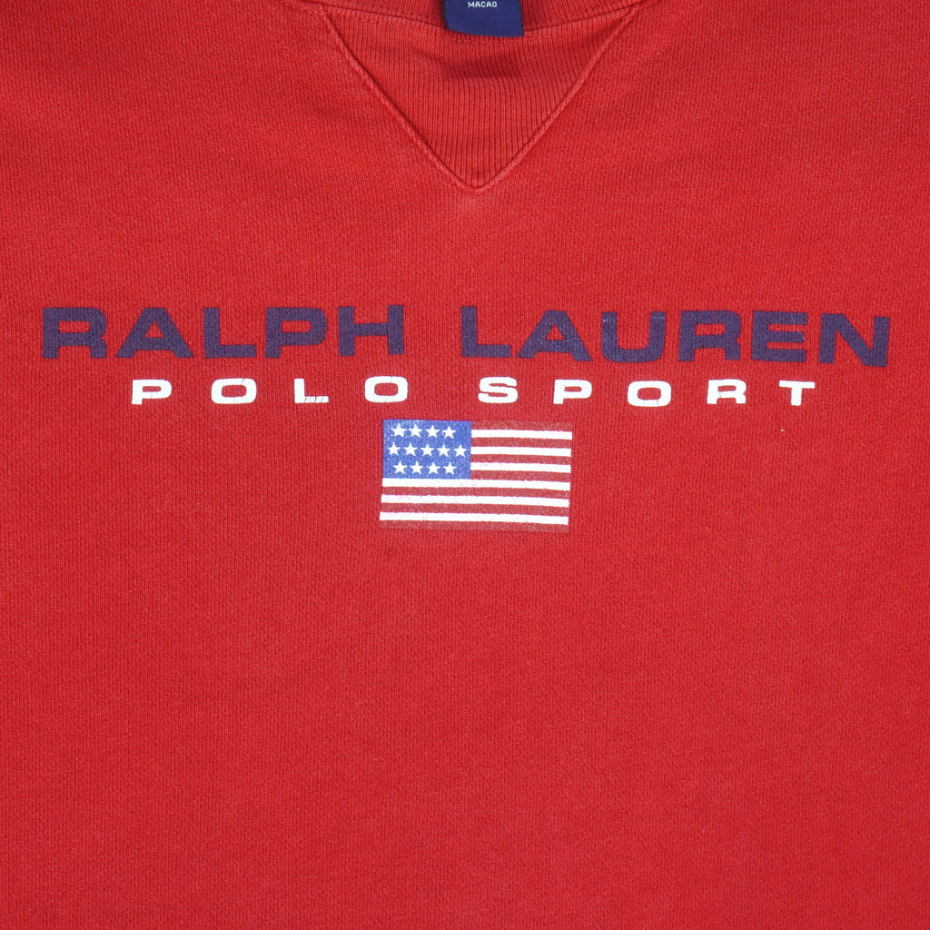 Ralph Lauren (Polo) - Red Polo Jeans Co. Crew Neck Sweatshirt 1990s Medium Vintage Retro