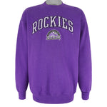 MLB (Logo 7) - Colorado Rockies Embroidered Crew Neck Sweatshirt 1990s X-Large Vintage Retro Baseball