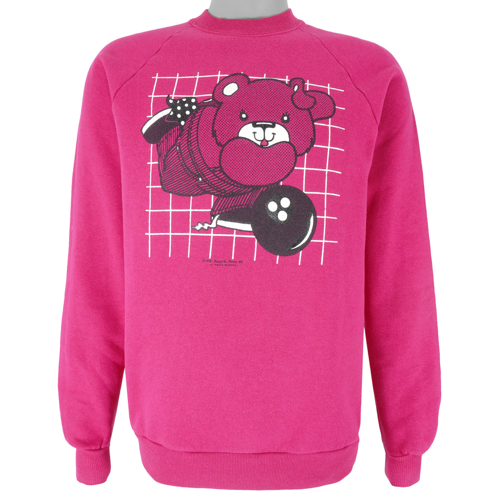 Vintage (Jerzees) - Bear & Bowling Crew Neck Sweatshirt 1990s Large Vintage Retro