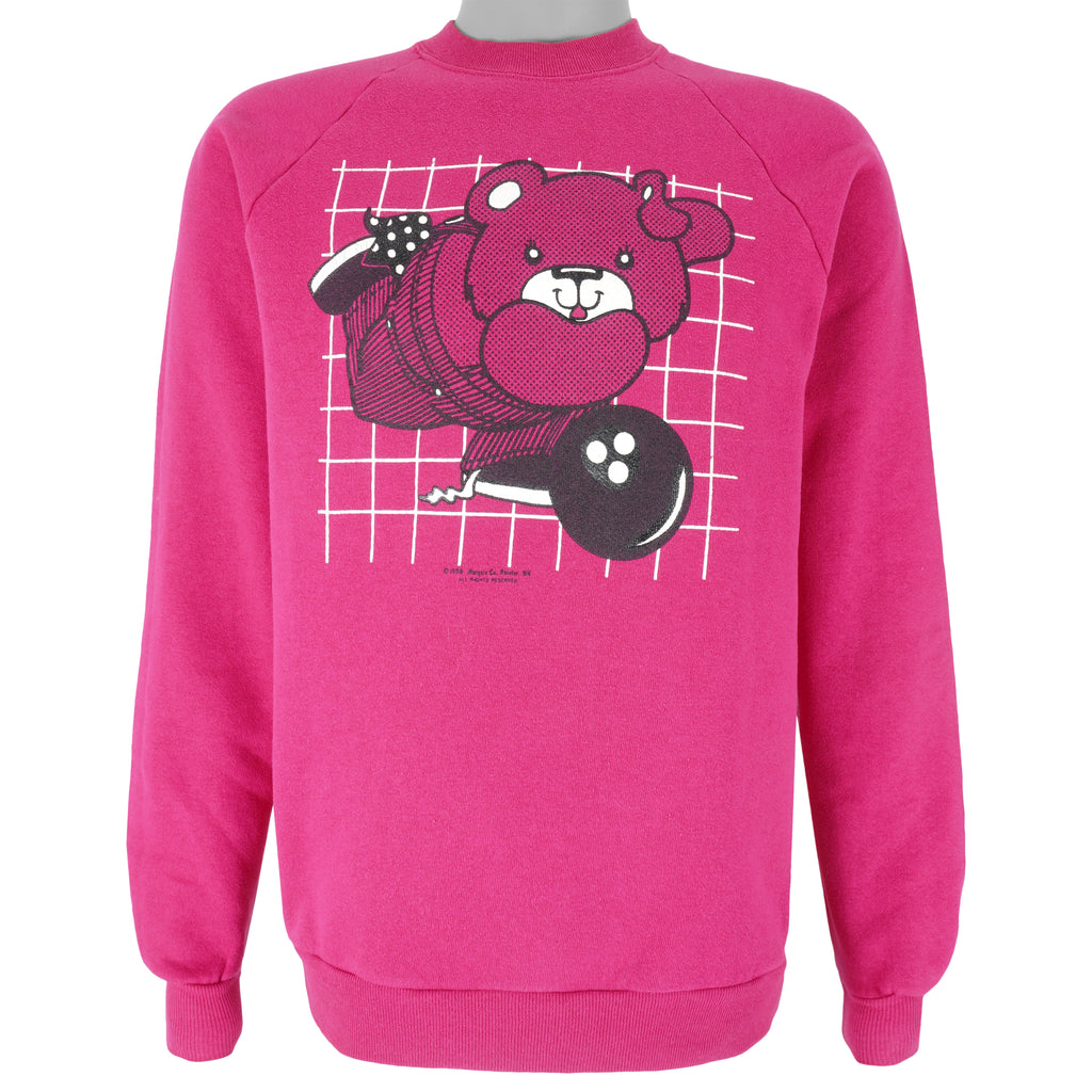 Vintage (Jerzees) - Bear & Bowling Crew Neck Sweatshirt 1990s Large Vintage Retro