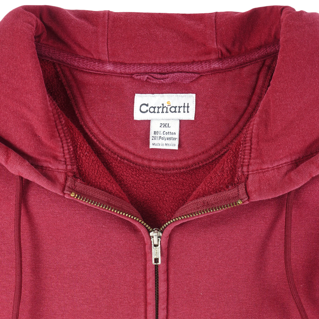Carhartt - Red Zip-Up Hooded Jacket 1990s XX-Large Vintage Retro