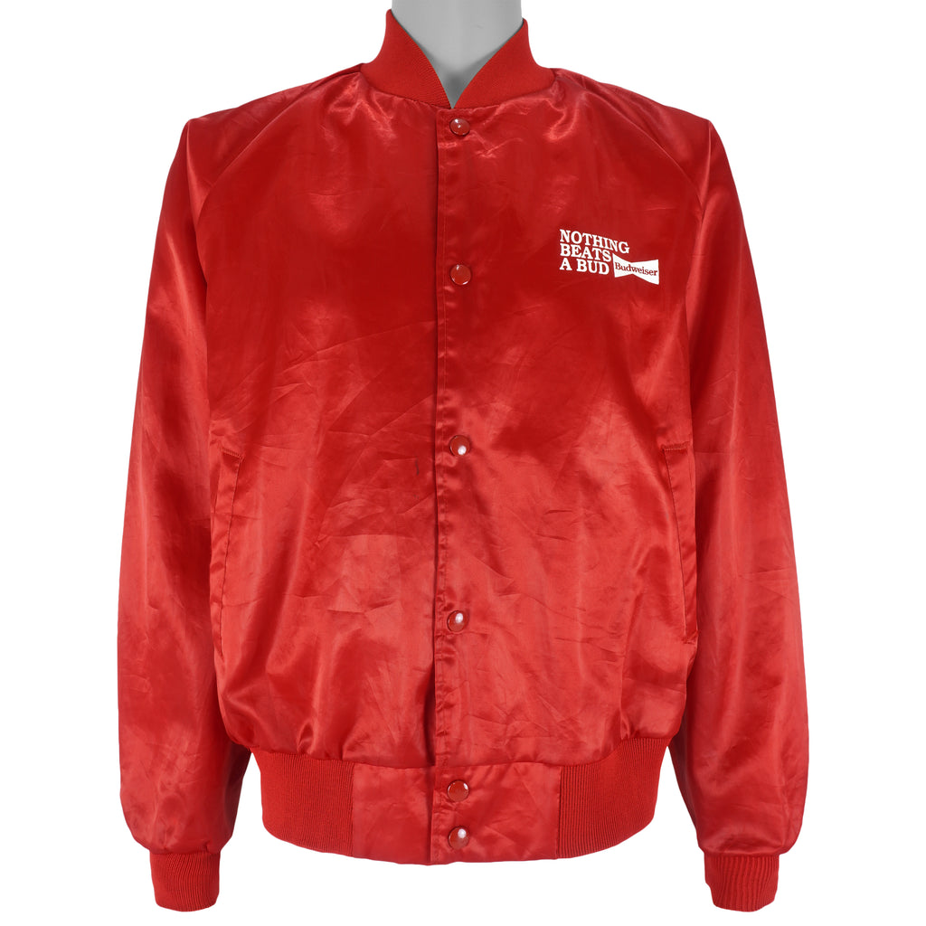 NASCAR - Budweiser Nothing Beat A Bud Bill Elliott Racing Satin Jacket 1990s Large Vintage Retro