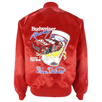 NASCAR - Budweiser Nothing Beats A Bud Bill Elliott Racing Satin Jacket 1990s Large