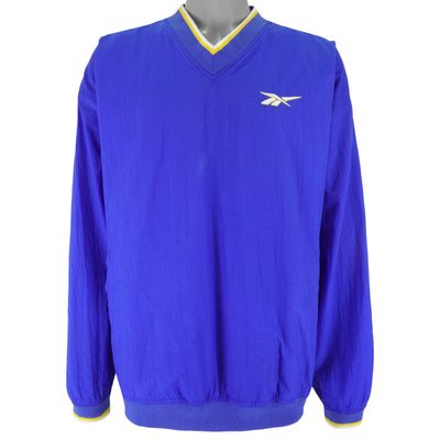 Reebok - Blue Embroidered V-Neck Pullover Windbreaker 1990s X-Large