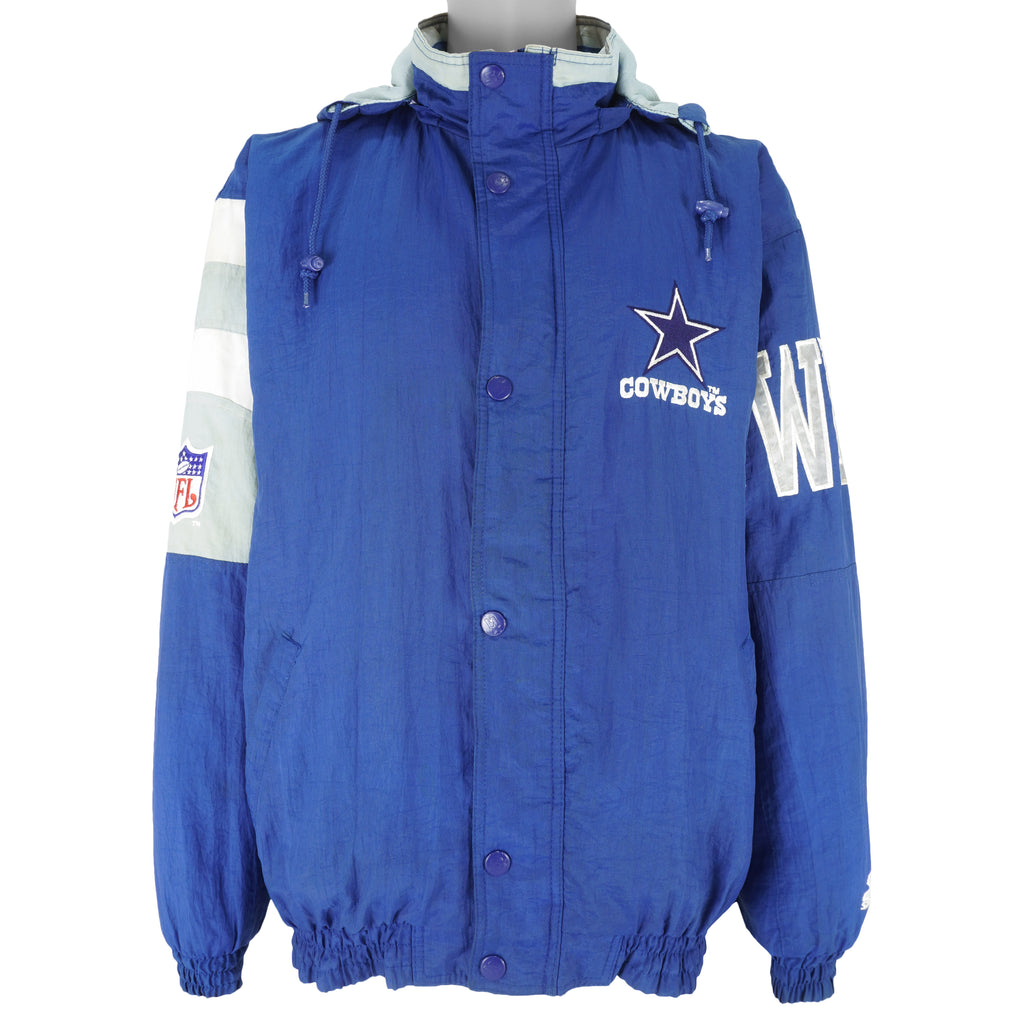 Starter (Pro Line) - Dallas Cowboys Hooded Zip-Up Jacket 1990s Large Vintage Retro Football