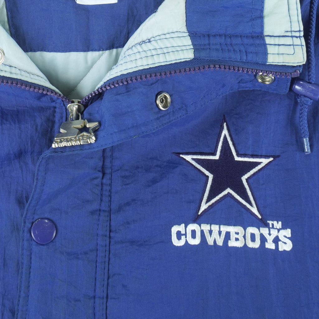 Starter (Pro Line) - Dallas Cowboys Hooded Zip-Up Jacket 1990s Large Vintage Retro Football