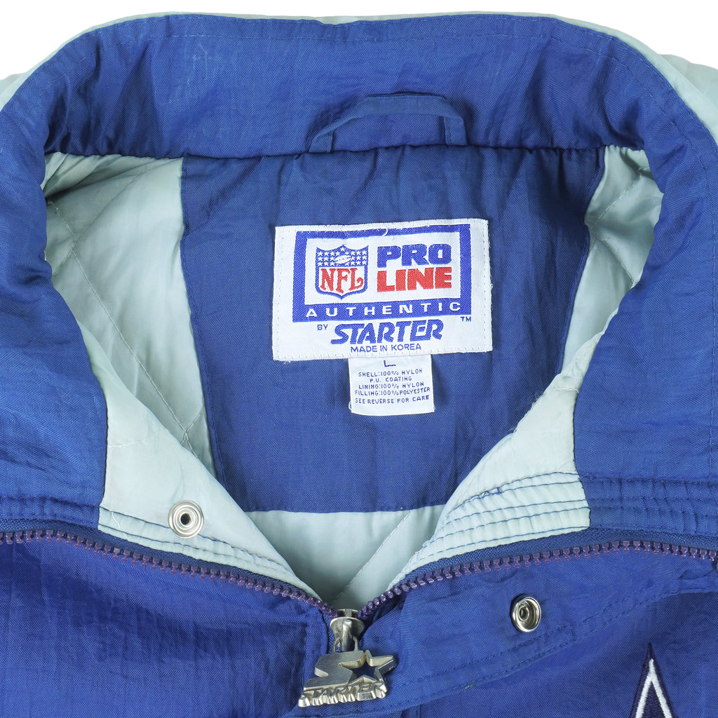 Starter (Pro Line) - Dallas Cowboys Hooded Zip-Up Jacket 1990s Large Vintage Retro Football