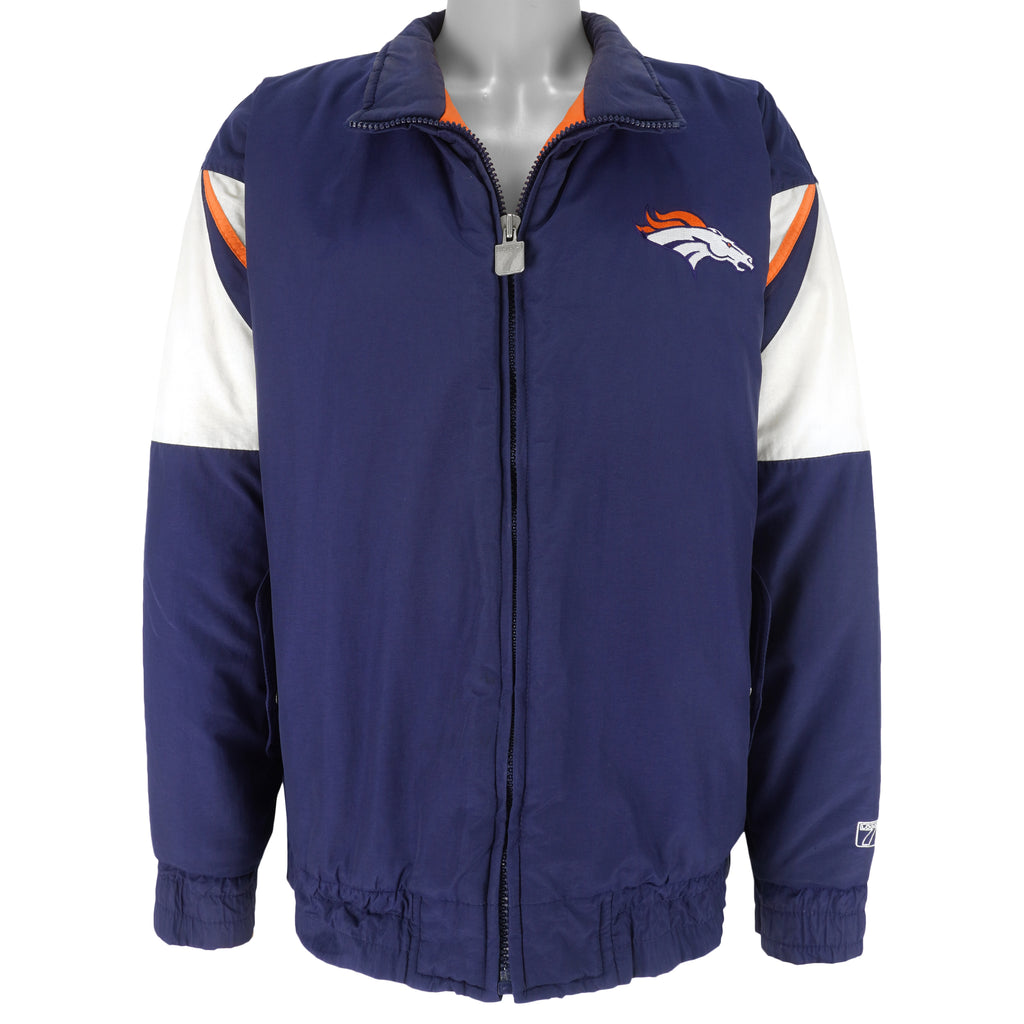 NFL (Logo 7) - Denver Broncos Embroidered Zip-Up Jacket 1990s X-Large Vintage Retro Football