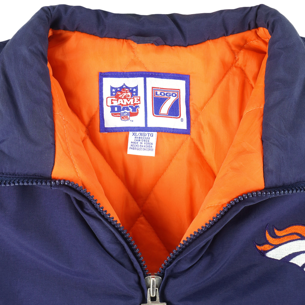 NFL (Logo 7) - Denver Broncos Embroidered Zip-Up Jacket 1990s X-Large Vintage Retro Football