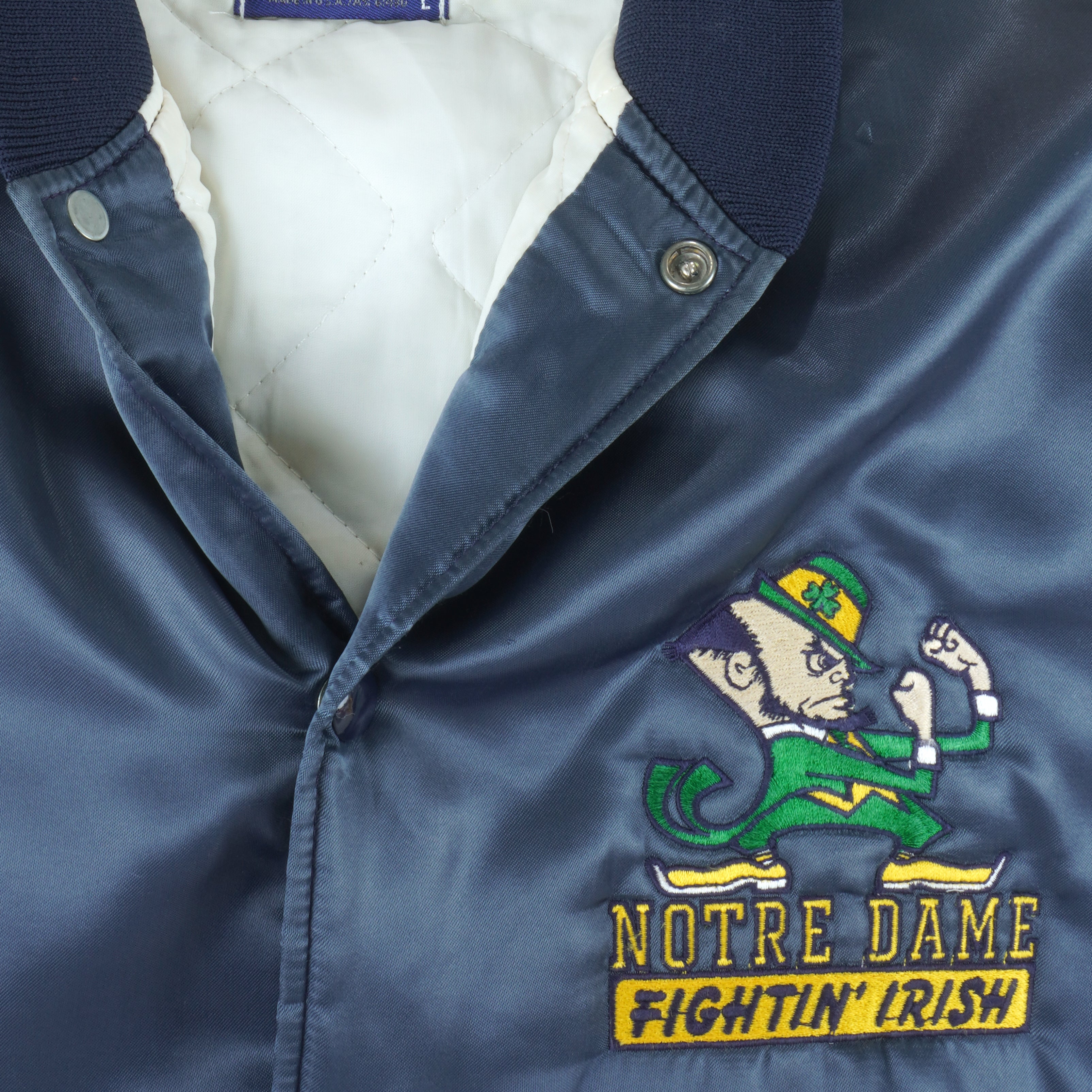 NCAA (Holloway) - Notre Dame Fighting Irish Satin Jacket 1990s Large Vintage Retro Football College
