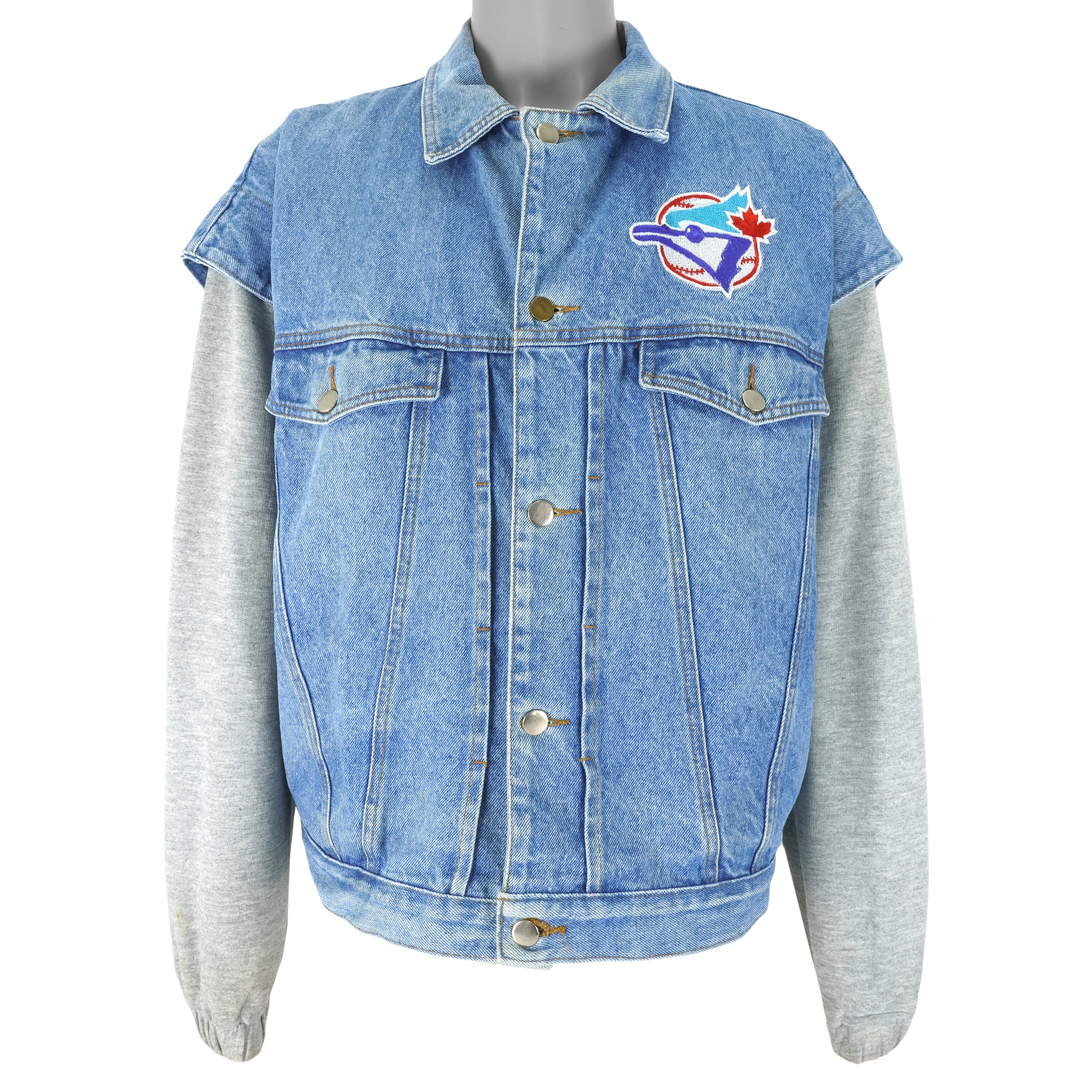 MLB (Street Legends) - Toronto Blue Jays Batter Denim Jacket 1990s Large Vintage Retro Baseball