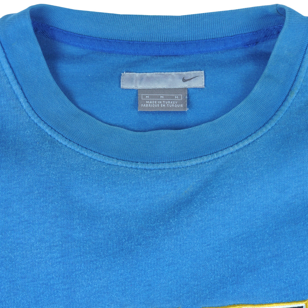 Nike - Blue Spell-Out Crew Neck Sweatshirt 2000s Medium Vintage Retro