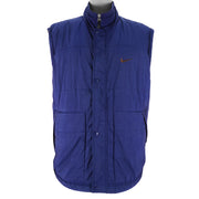 Nike - Blue Embroidered Puff Vest T-Shirt 1990s X-Large Vintage Retro
