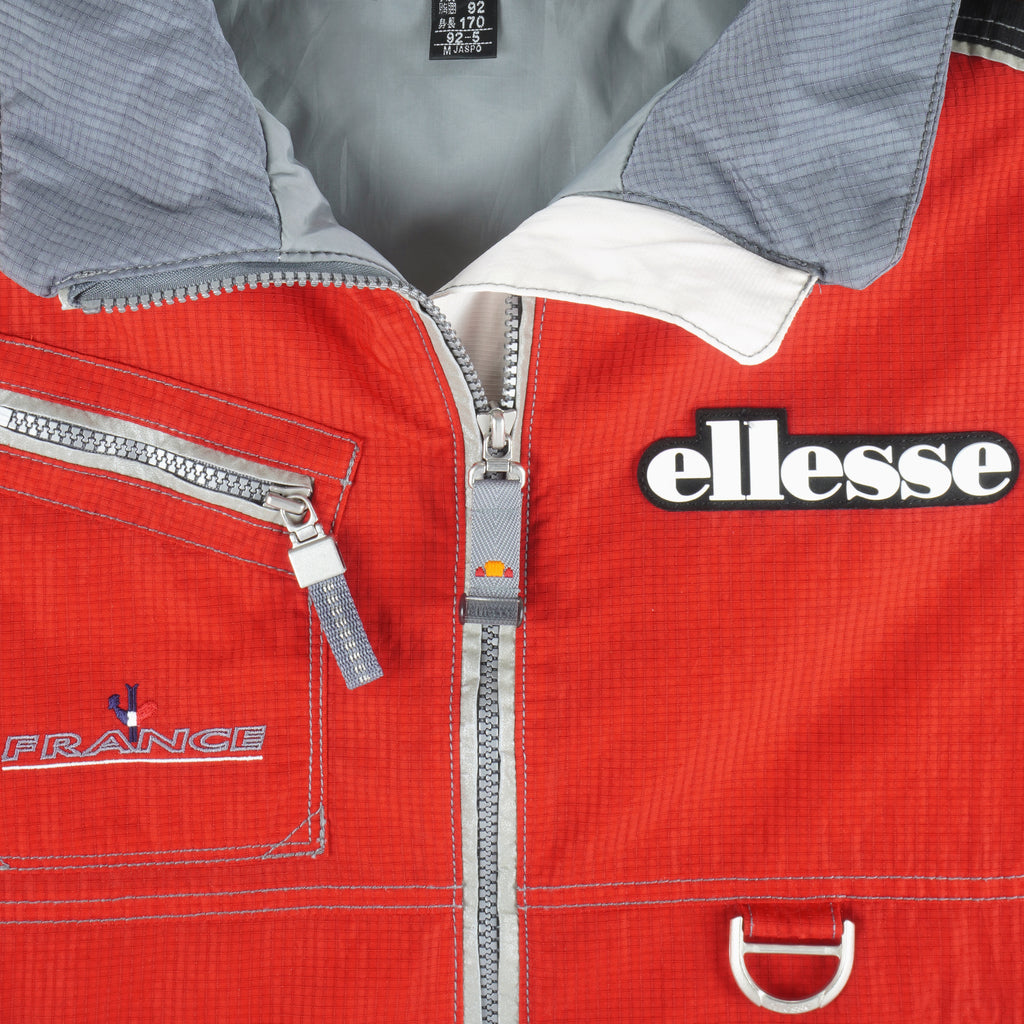 Ellesse - Red Zip-Up Vest 1990s Medium Vintage Retro