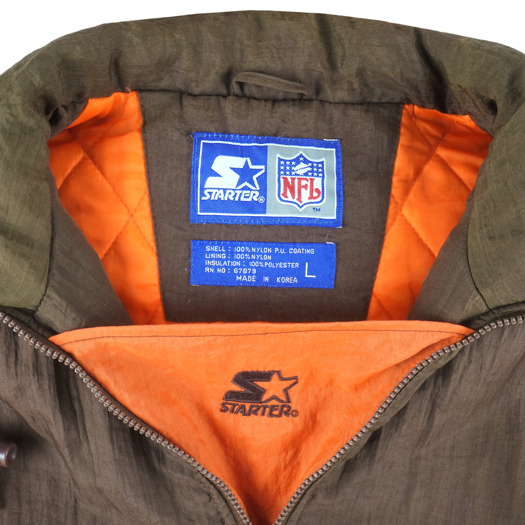 Starter - Cleveland Browns 1/4 Zip Hooded Windbreaker 1990s Large Vintage Retro Football