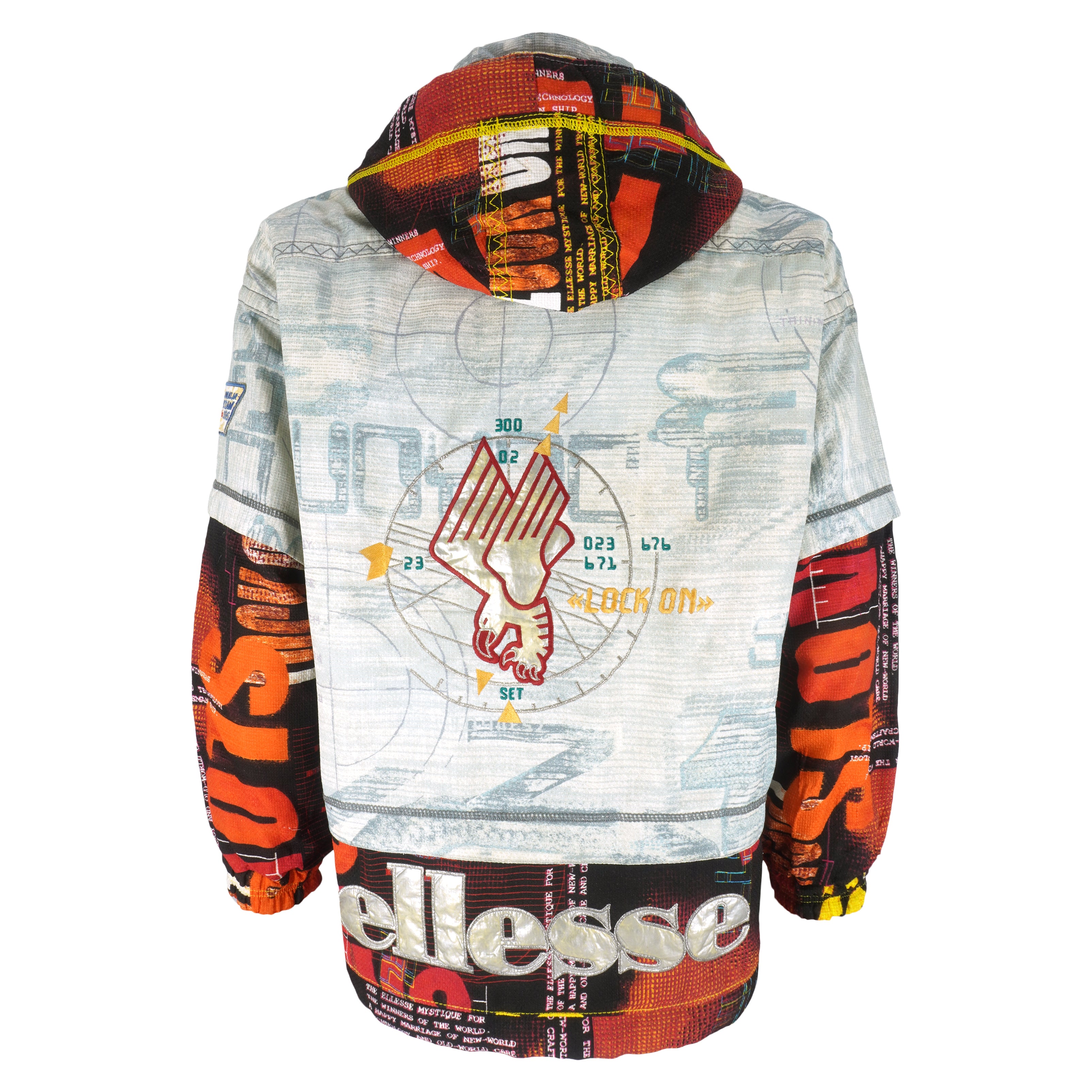 Ellesse - Grey Lock On Hooded Ski Jacket 1990s Small Vintage Retro