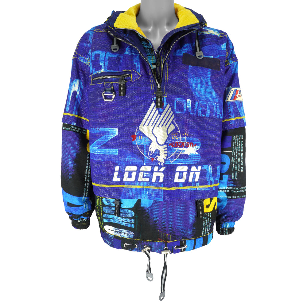 Ellesse - Blue Lock On Hooded Ski Jacket 1990s Large Vintage Retro