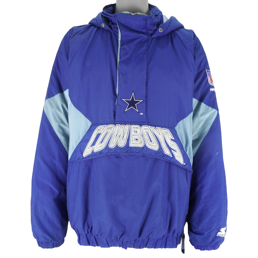 Starter - Dallas Cowboys 1/4 Zip Hooded Jacket 1990s XX-Large Vintage Retro Football