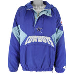 Starter - Dallas Cowboys 1/4 Zip Hooded Jacket 1990s XX-Large Vintage Retro Football