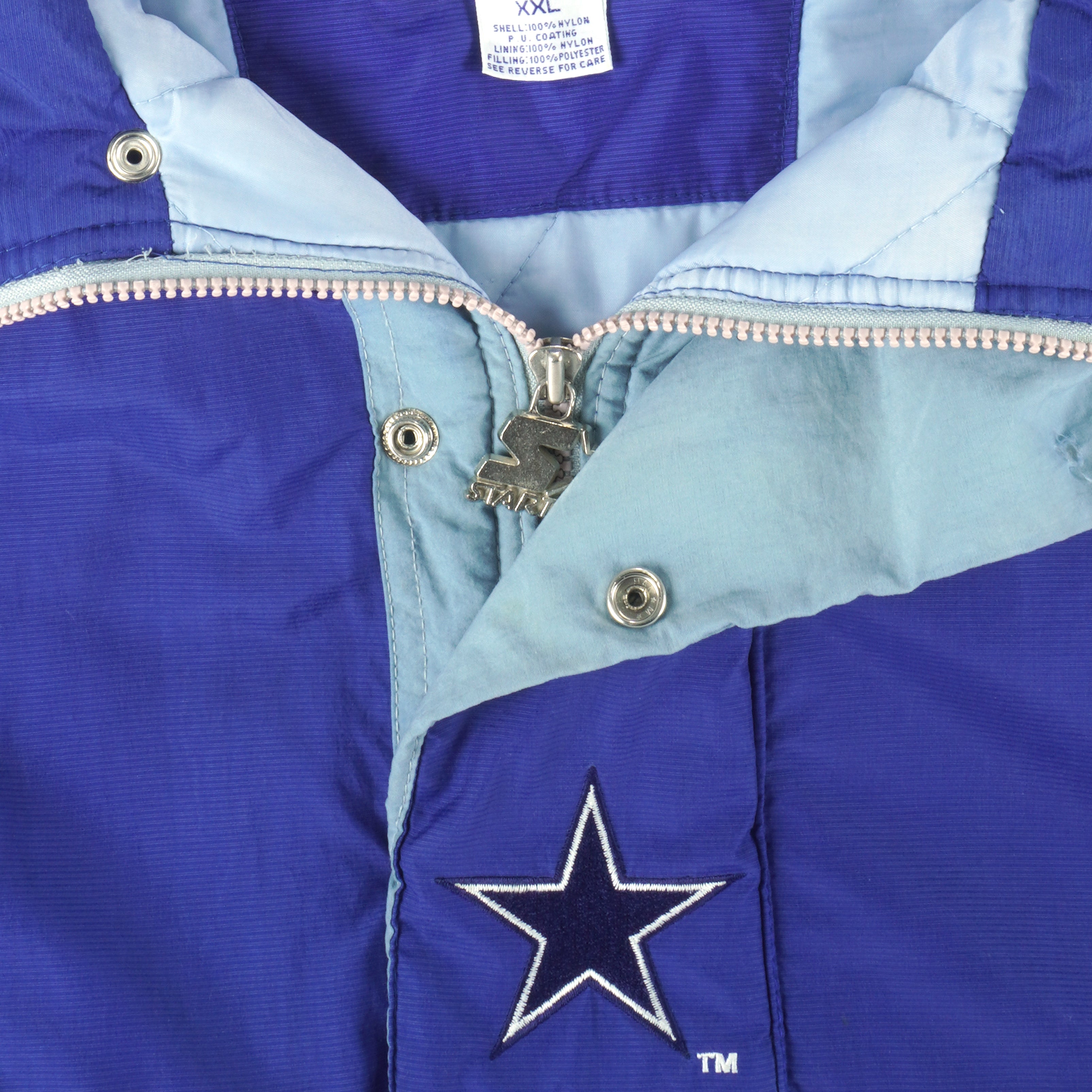 Starter - Dallas Cowboys 1/4 Zip Hooded Jacket 1990s XX-Large Vintage Retro Football
