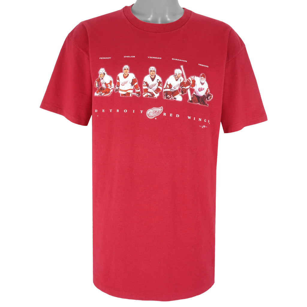 NHL - Detroit Red Wings Chelios Yzerman Single Stitch T-Shirt 1990s X-Large Vintage Retro Hockey