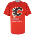 NHL (M&O) - Calgary Flames Official Beer T-Shirt 1990 X-Large Vintage Retro Hockey