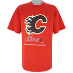 NHL (M&O) - Calgary Flames Official Beer T-Shirt 1990 X-Large Vintage Retro Hockey