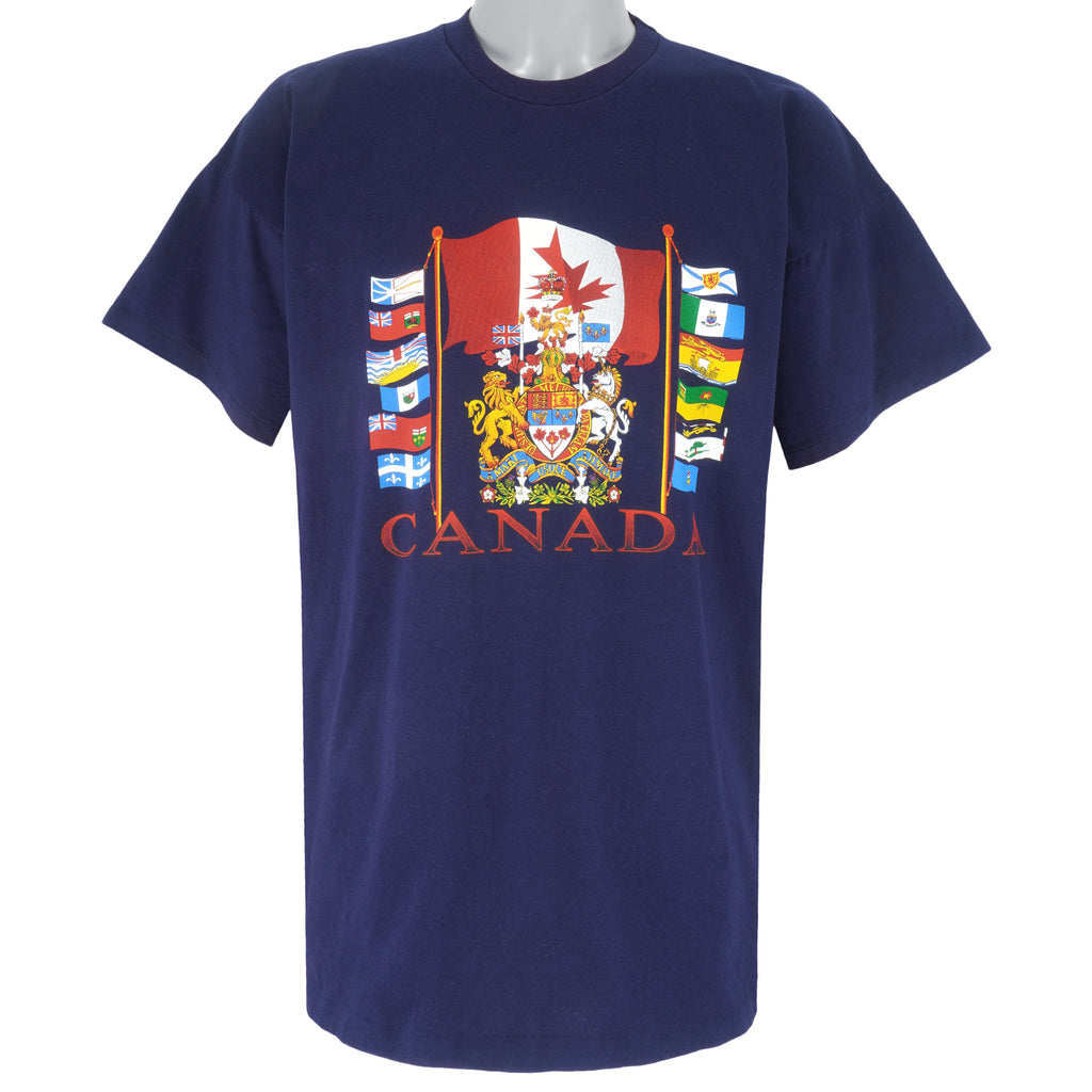 Vintage - Canadian Flags Single Stitch T-Shirt 1990s X-Large Vintage Retro