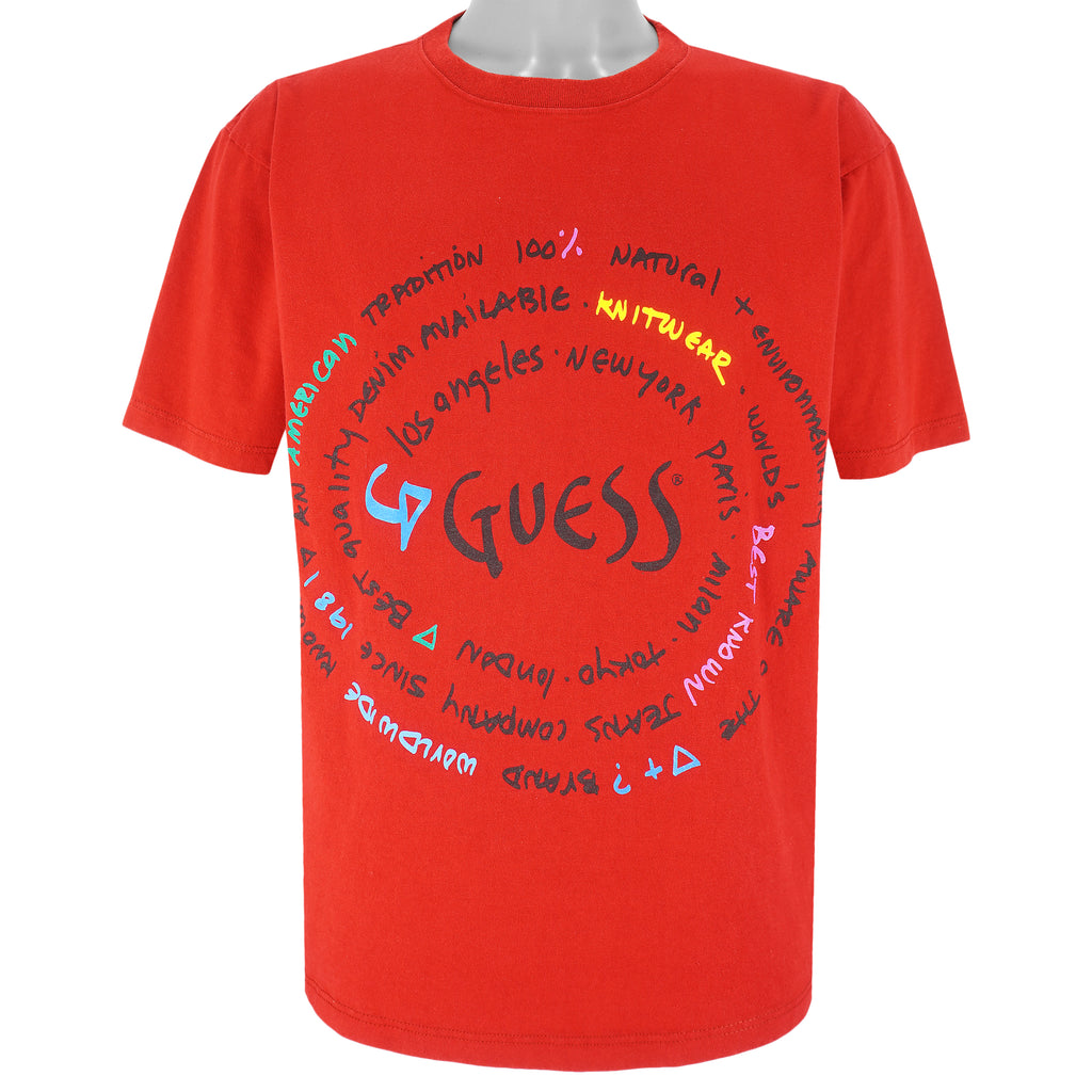 Guess - Red Since 1981 T-Shirt 1990s Large Vintage Retro