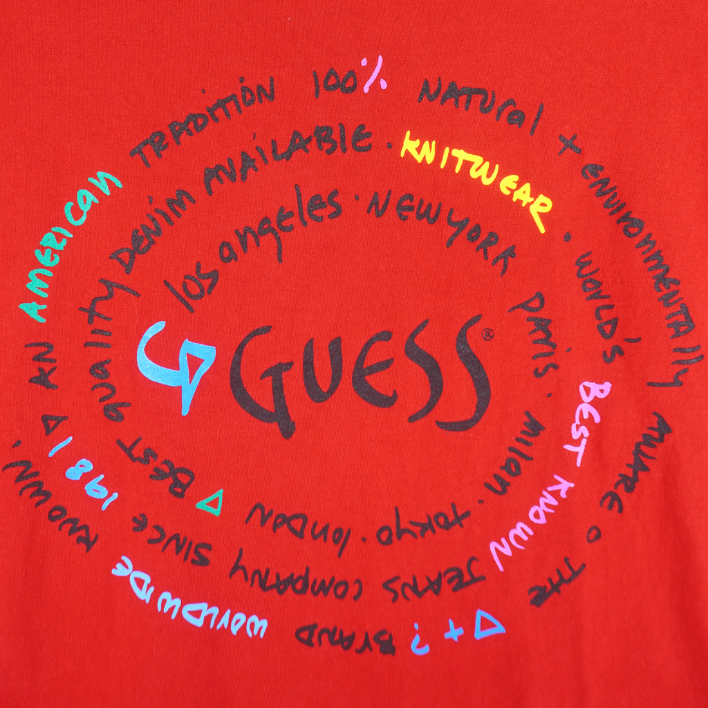 Guess - Red Since 1981 T-Shirt 1990s Large Vintage Retro