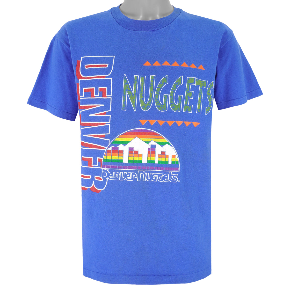 NBA (Hanes) - Denver Nuggets Single Stitch T-Shirt 1990s Large Vintage Retro Basketball