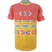 Vintage (Factory Artwear) - Pink & Yellow Native T-Shirt 1990s Large Vintage Retro