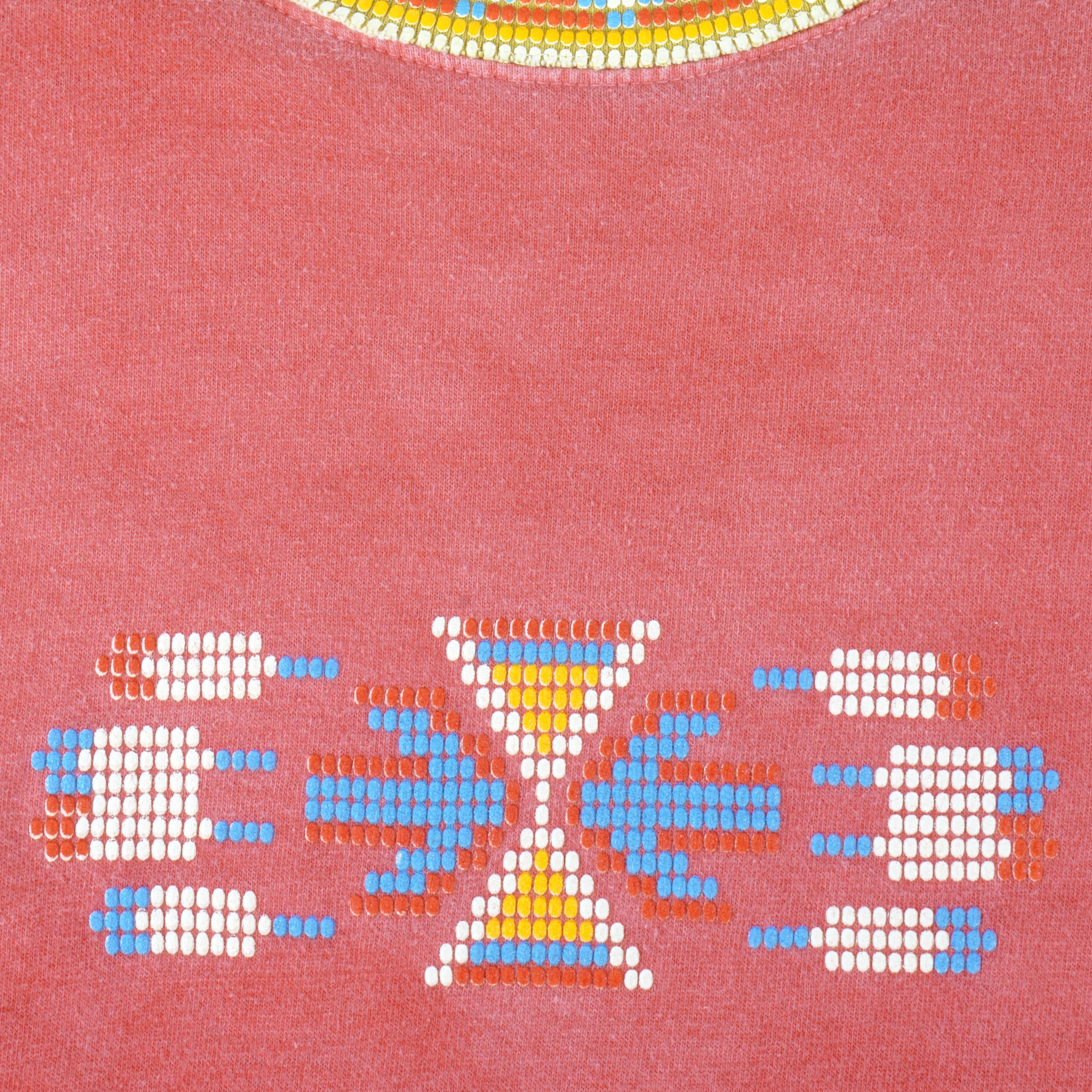 Vintage (Factory Artwear) - Pink & Yellow Native T-Shirt 1990s Large Vintage Retro