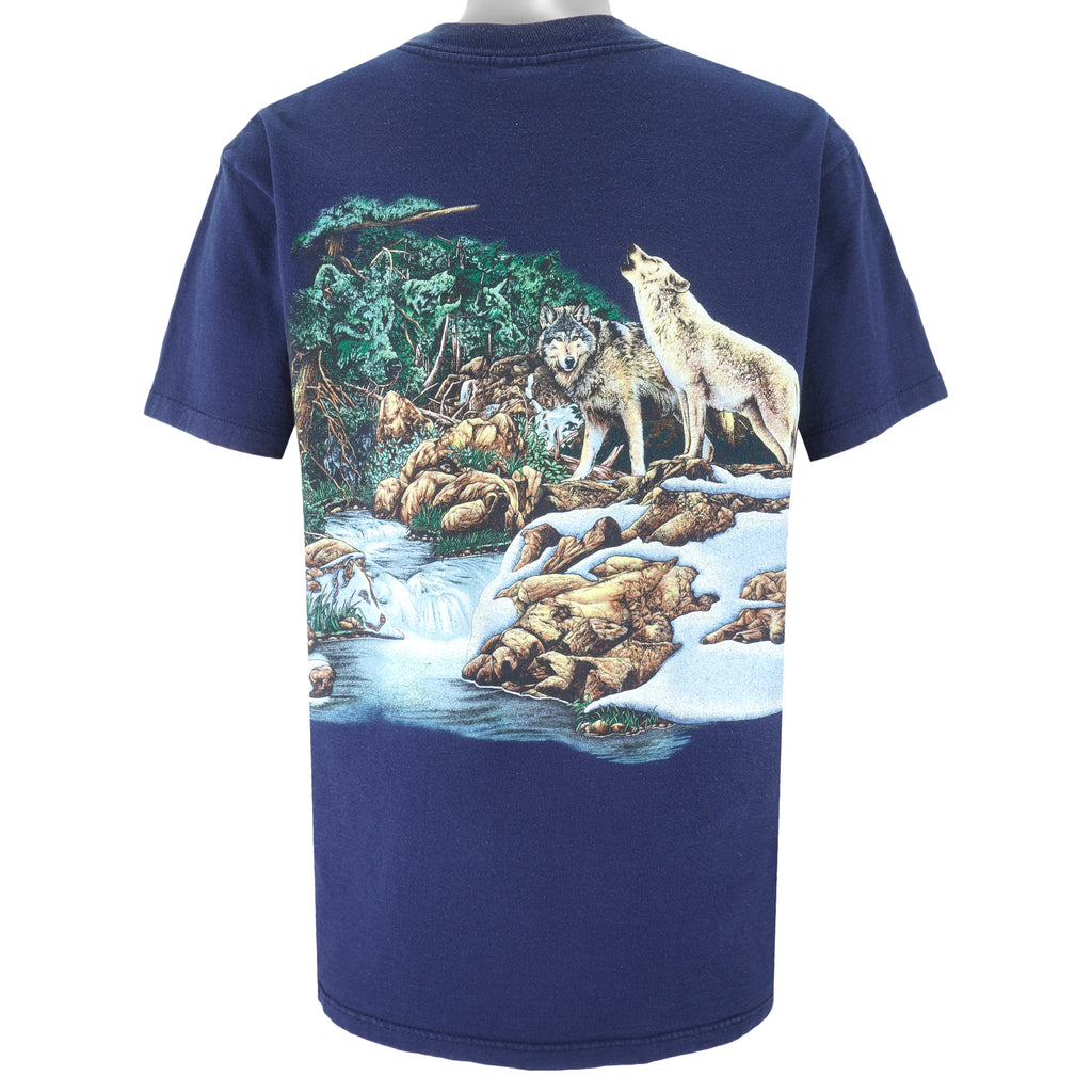 Vintage (Habitat) - Wolf Animal Printed T-Shirt 1990s Large Vintage Retro