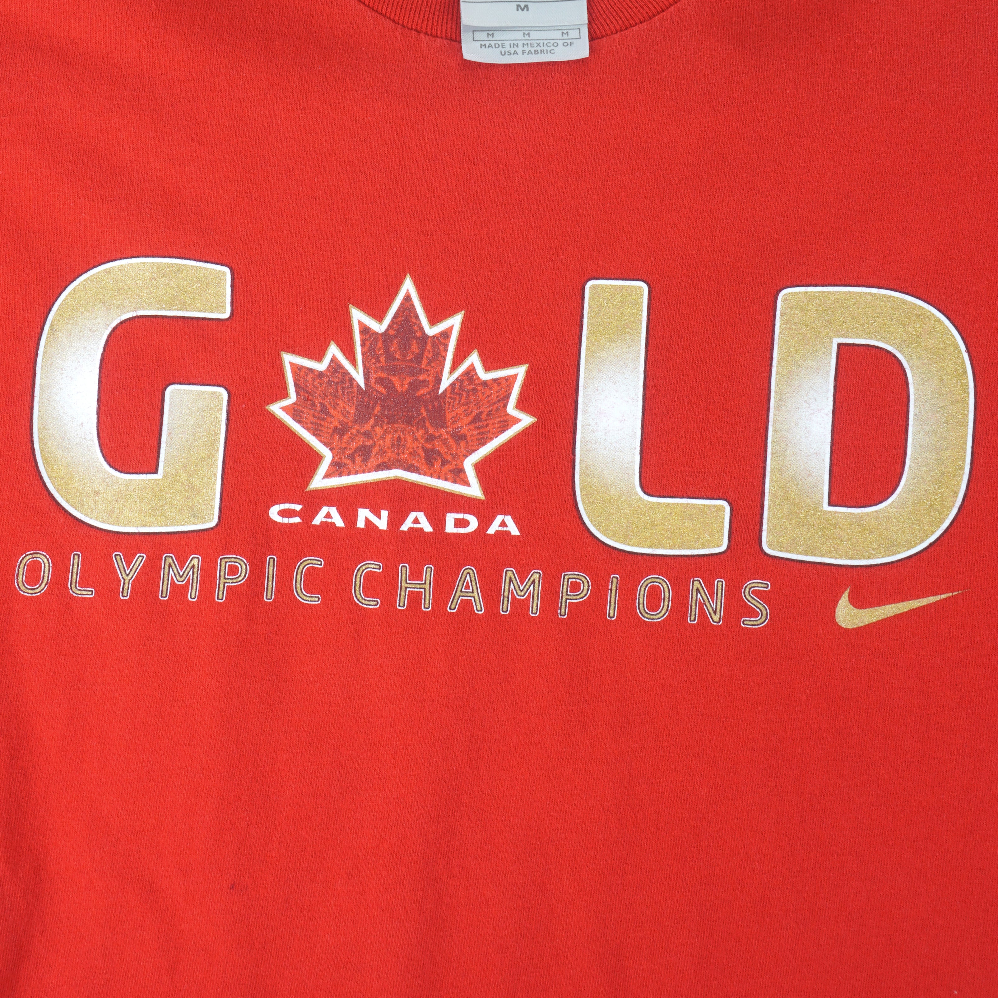Nike - Canada Gold Olympic Champions T-Shirt 2010 Medium Vintage Retro