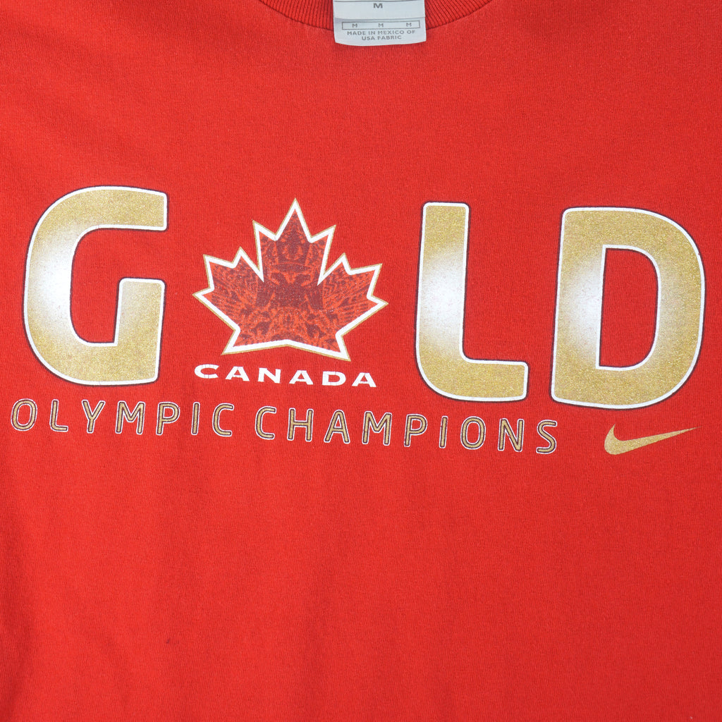 Nike - Canada Gold Olympic Champions T-Shirt 2010 Medium Vintage Retro