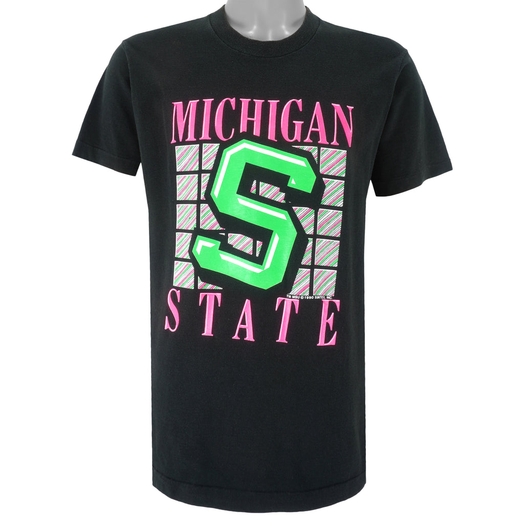 NCAA (Suntex) - Michigan State Single Stitch T-Shirt 1990 Large Vintage Retro Football College